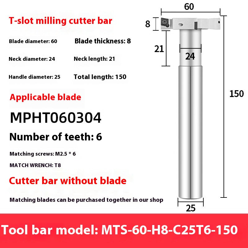2065-T-slot milling cutter rod CNC slotting HTS three-edged machining center numerical control T-slot milling cutter rod thickness 6 8 10 12 Shandong Denso Pricision Tools Co.,Ltd.